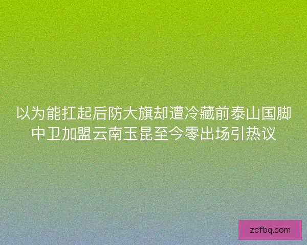 以为能扛起后防大旗却遭冷藏前泰山国脚中卫加盟云南玉昆至今零出场引热议